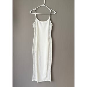 Missguided sz 4 white‎ mesh net spaghetti strap bodycon midi dress